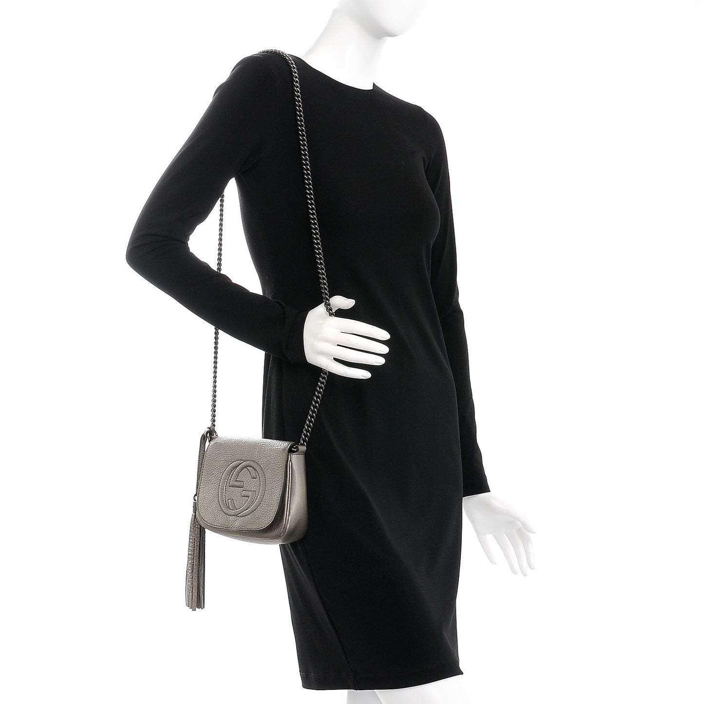 Metallic Pebbled Calfskin Small Soho Flap Crossbody Sasso