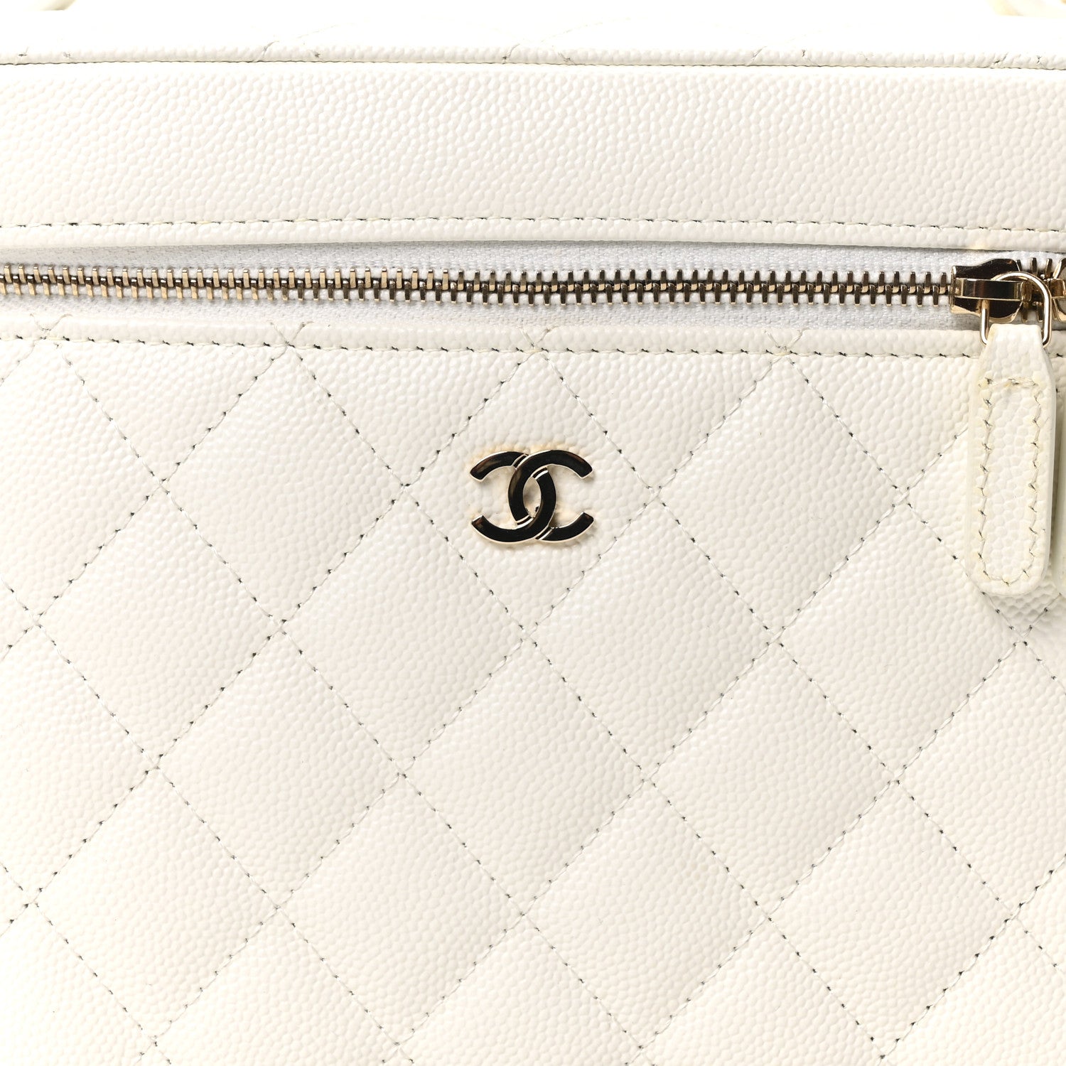 Chanel Caviar Quilted Large Vanity Pouch White 8 of 10