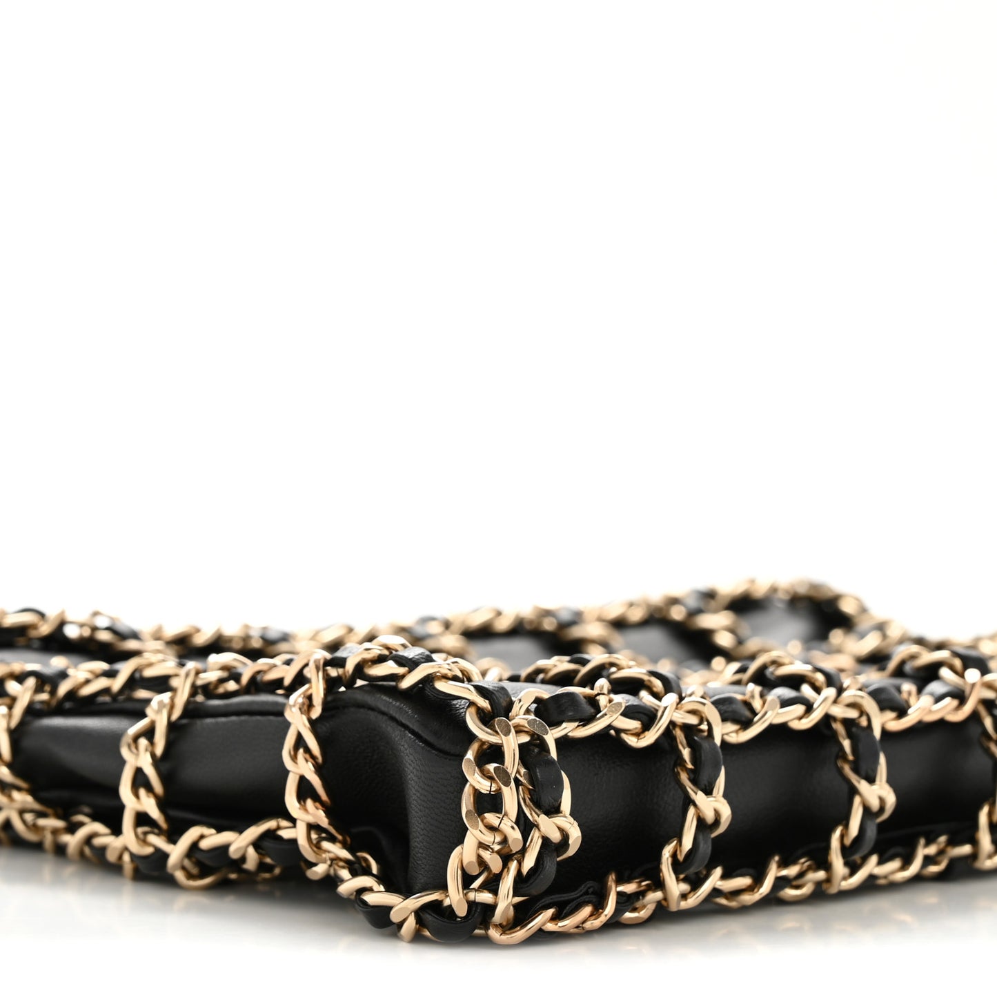 Lambskin Chain Frame Shoulder Bag Black