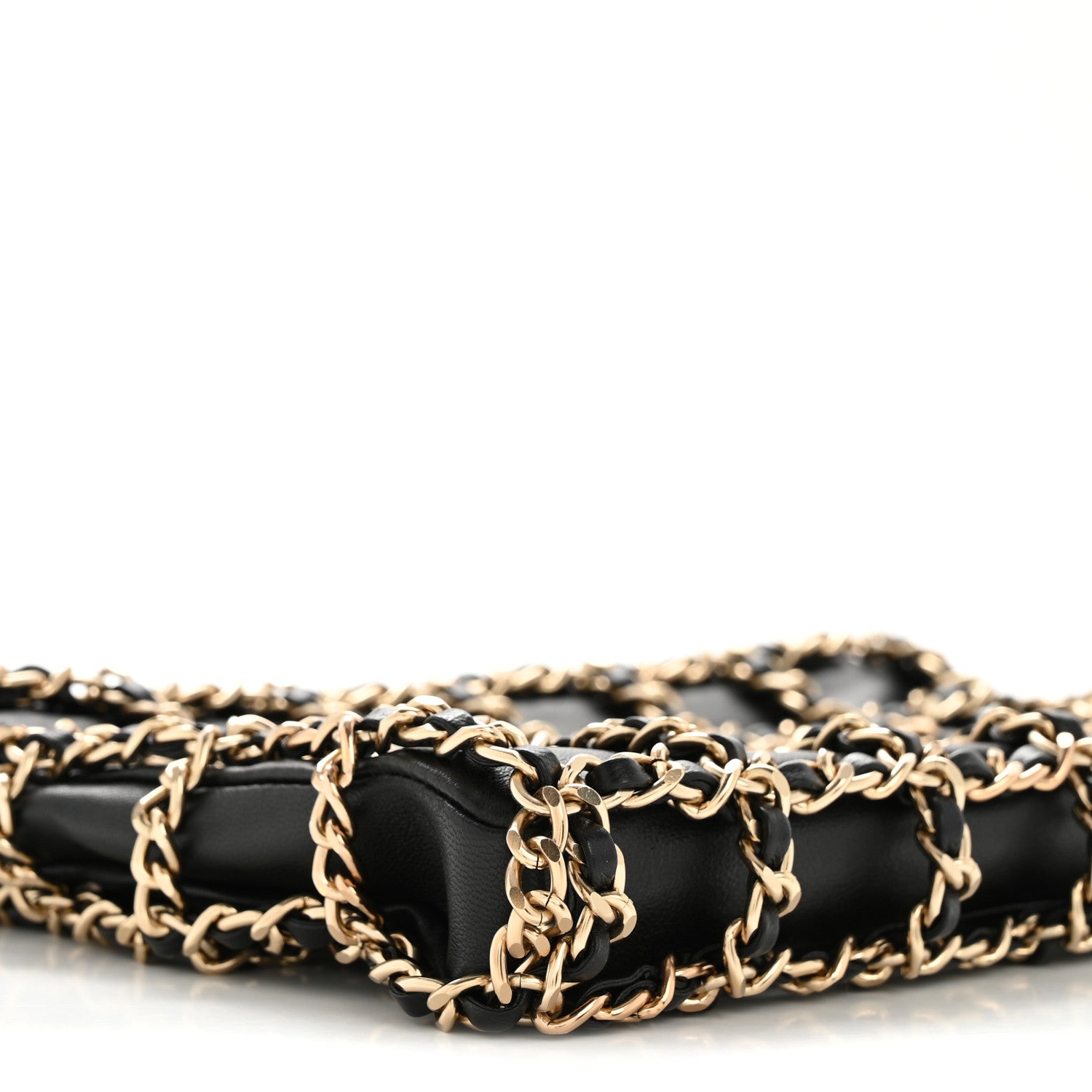 Chanel Lambskin Chain Frame Shoulder Bag Black 9 of 10