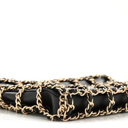 Chanel Lambskin Chain Frame Shoulder Bag Black 9 of 10