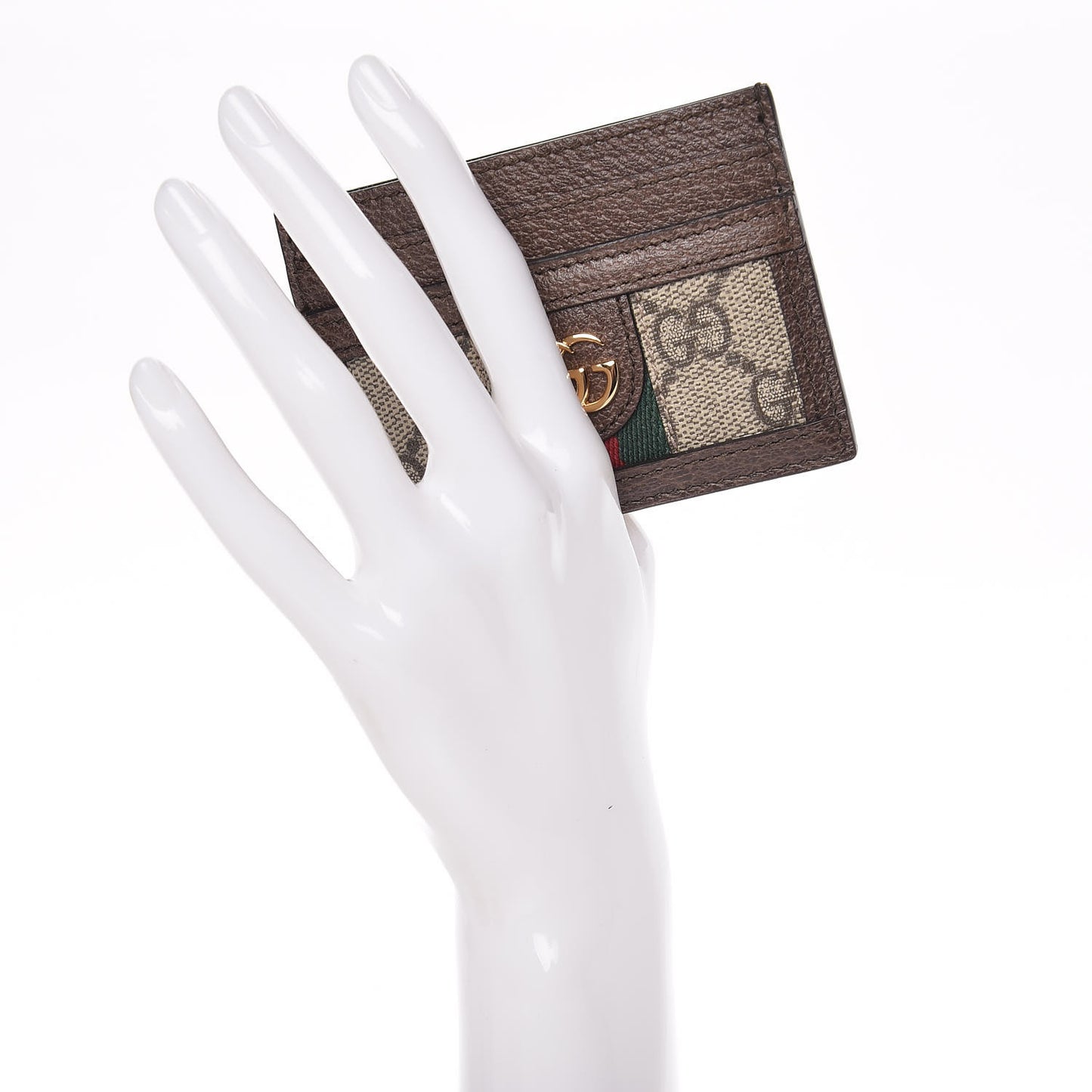 GG Supreme Monogram Ophidia Card Holder Brown