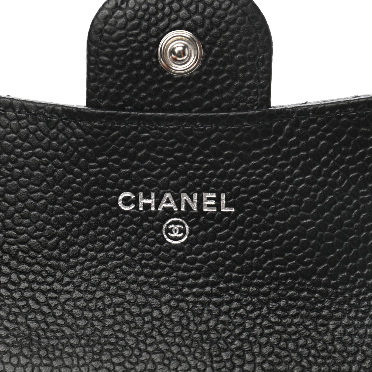 Caviar Quilted Flap Card Holder Wallet Black