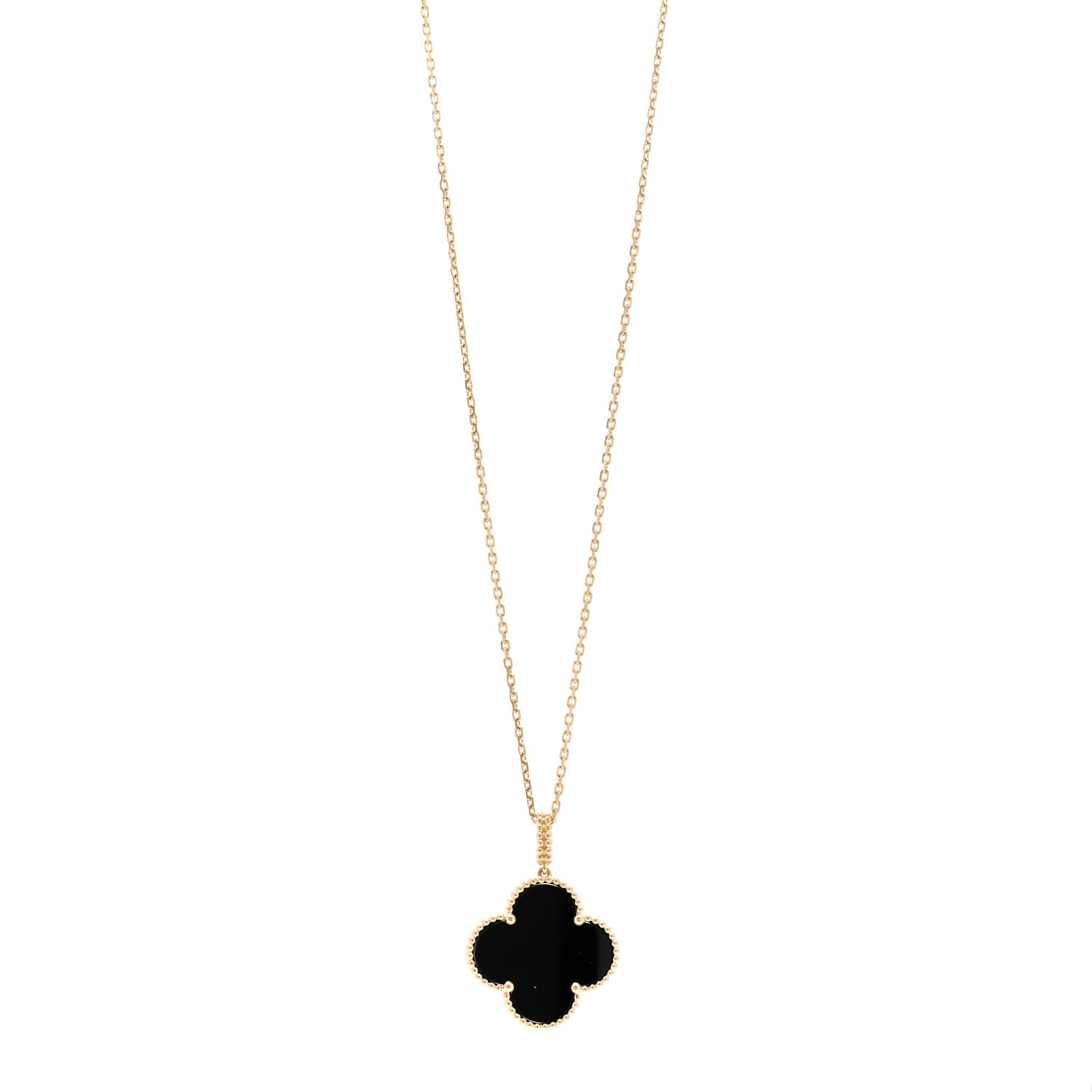 Van Cleef & Arpels 18K Yellow Gold Black Onyx Magic Alhambra Pendant Necklace 1 of 6