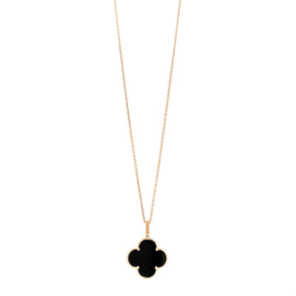 Van Cleef & Arpels 18K Yellow Gold Black Onyx Magic Alhambra Pendant Necklace 1 of 6