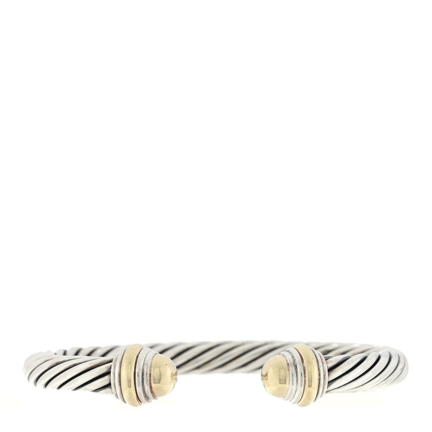 Sterling Silver 14K Yellow Gold 7mm Cable Classics Dome Bracelet