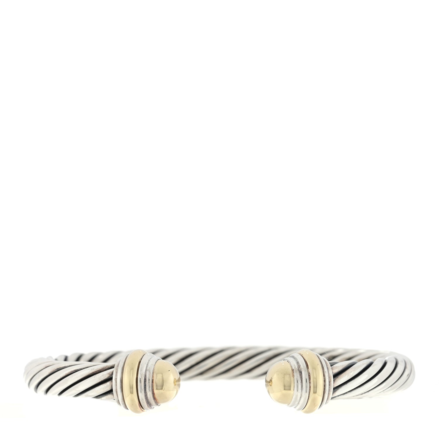 David Yurman Sterling Silver 14K Yellow Gold 7mm Cable Classics Dome Bracelet 1 of 3