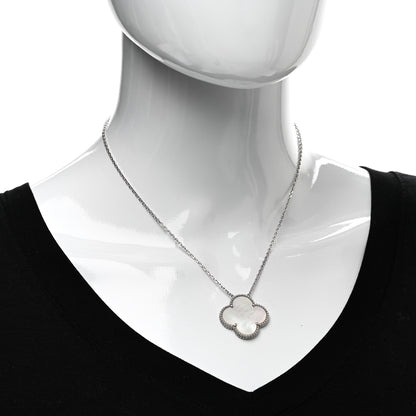 Van Cleef & Arpels 18K White Gold Mother of Pearl Magic Alhambra Pendant Necklace 2 of 6