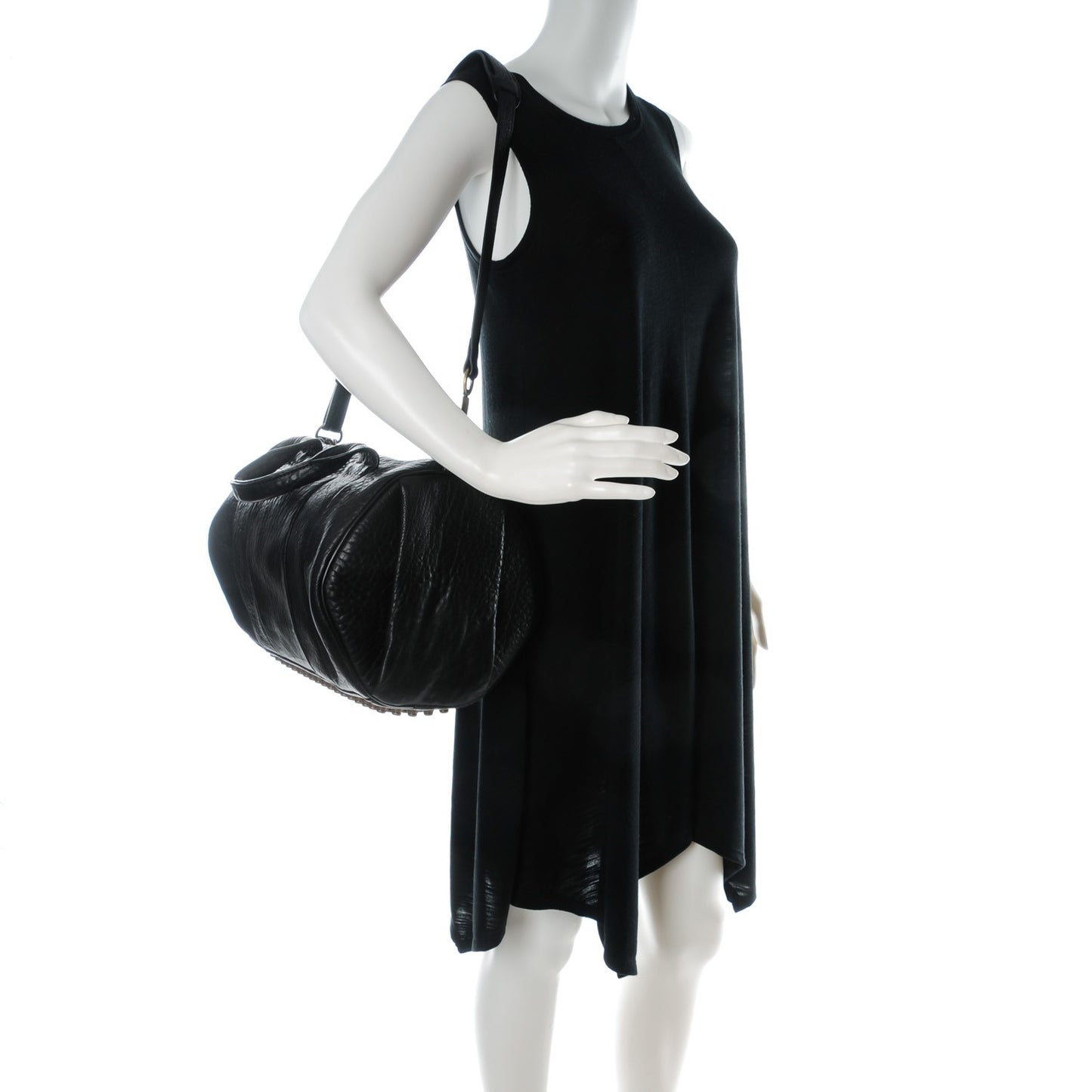 Pebbled Lambskin Rocco Black Antique Brass Hardware