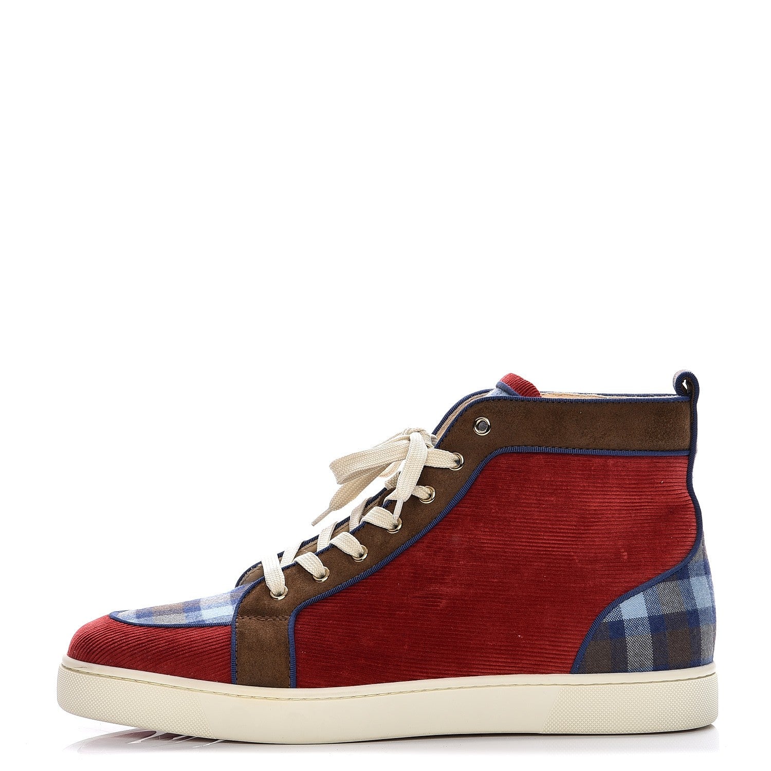 Christian Louboutin Mens Corduroy Plaid Rantus Orlato Sneakers 47.5 Rouge DM Blue 1 of 8