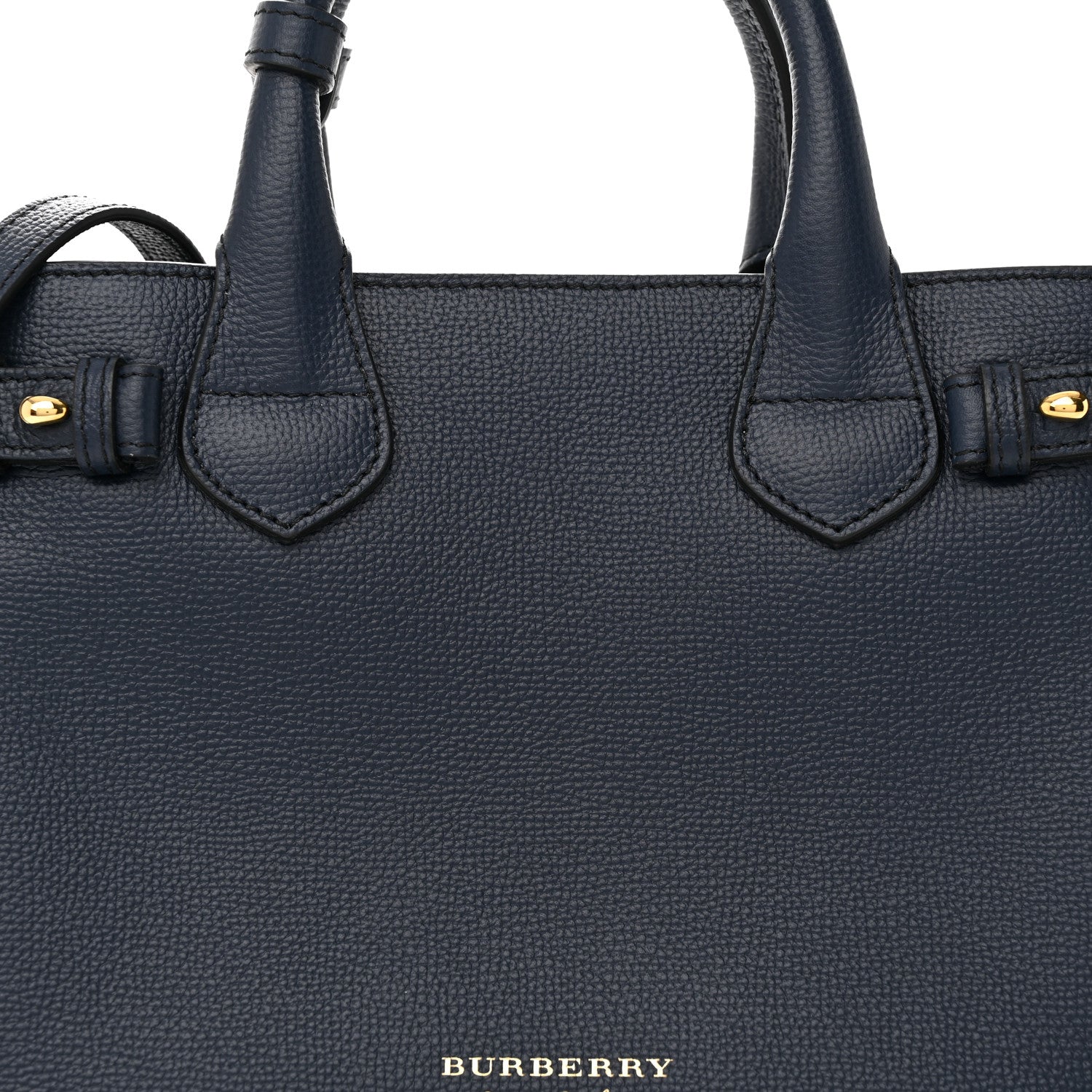 Burberry Grainy Calfskin House Check Small Banner Tote Ink Blue 9 of 13
