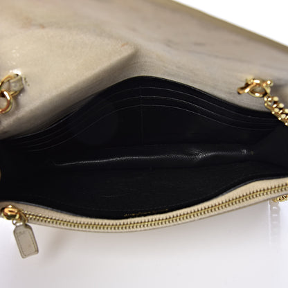 Saint Laurent Metallic Fabric Monogram Envelope Chain Wallet Light Gold 5 of 14