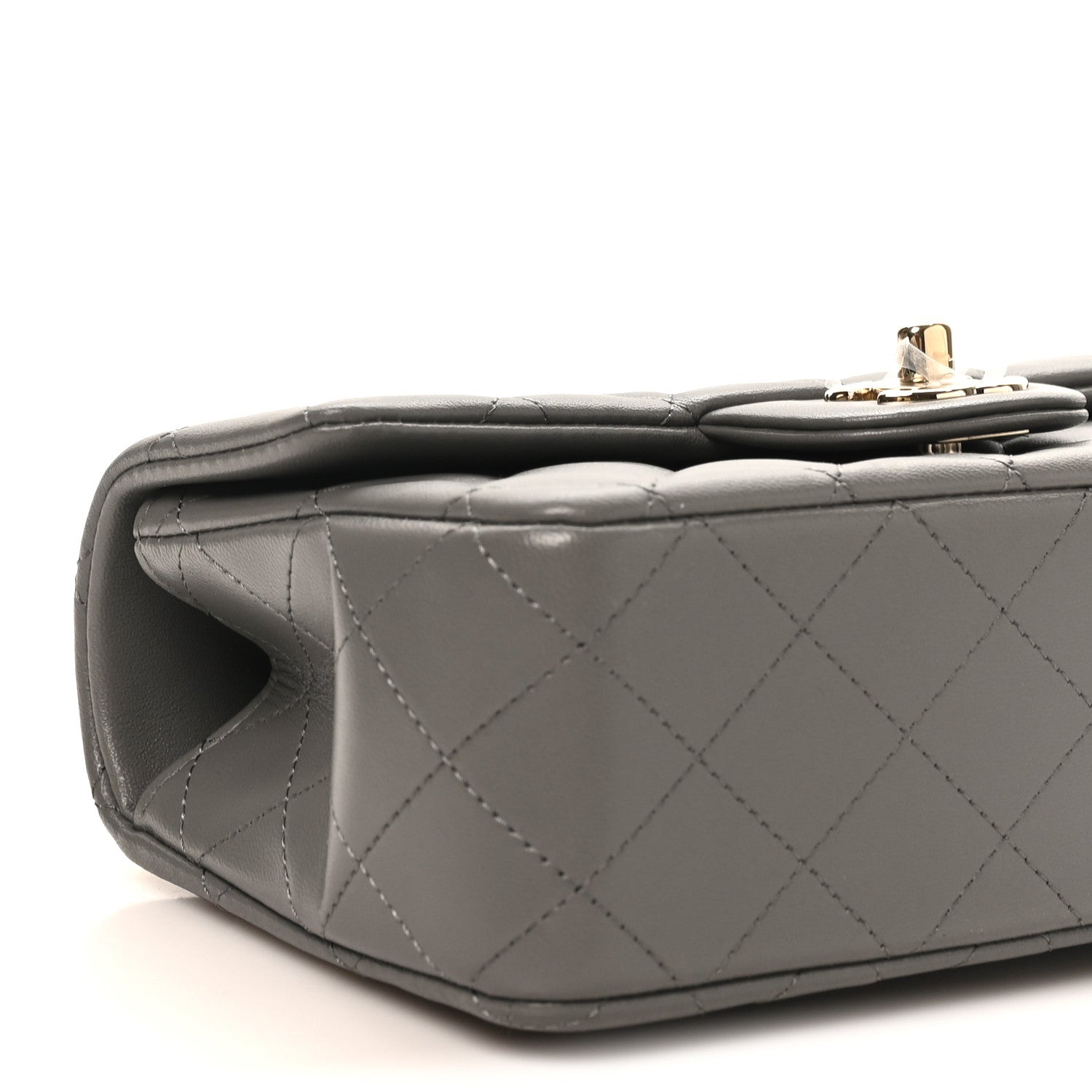 Chanel Lambskin Quilted Mini Top Handle Rectangular Flap Dark Grey 9 of 10