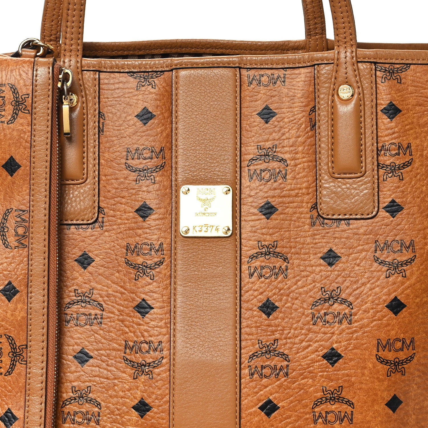 MCM Visetos Medium Liz Reversible Shopper Tote Cognac 7 of 17