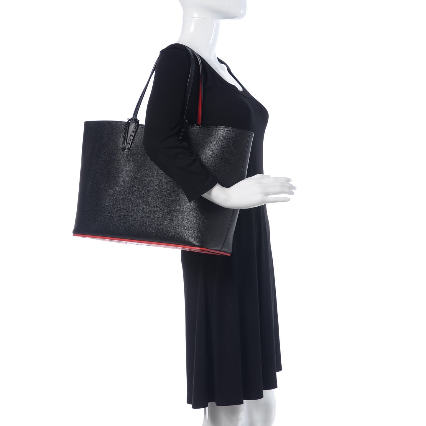 Calfskin Spikes East West Cabata Tote Black