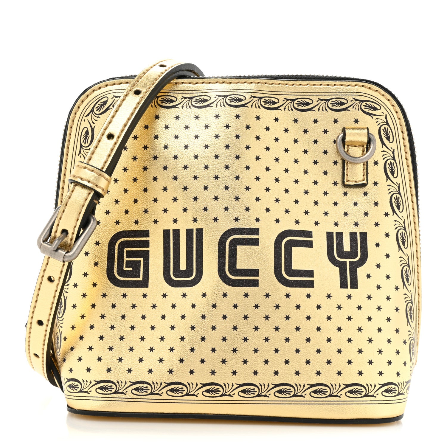 Gucci X SEGA Calfskin GUCCY Stars Mini Dome Shoulder Bag Gold 1 of 11