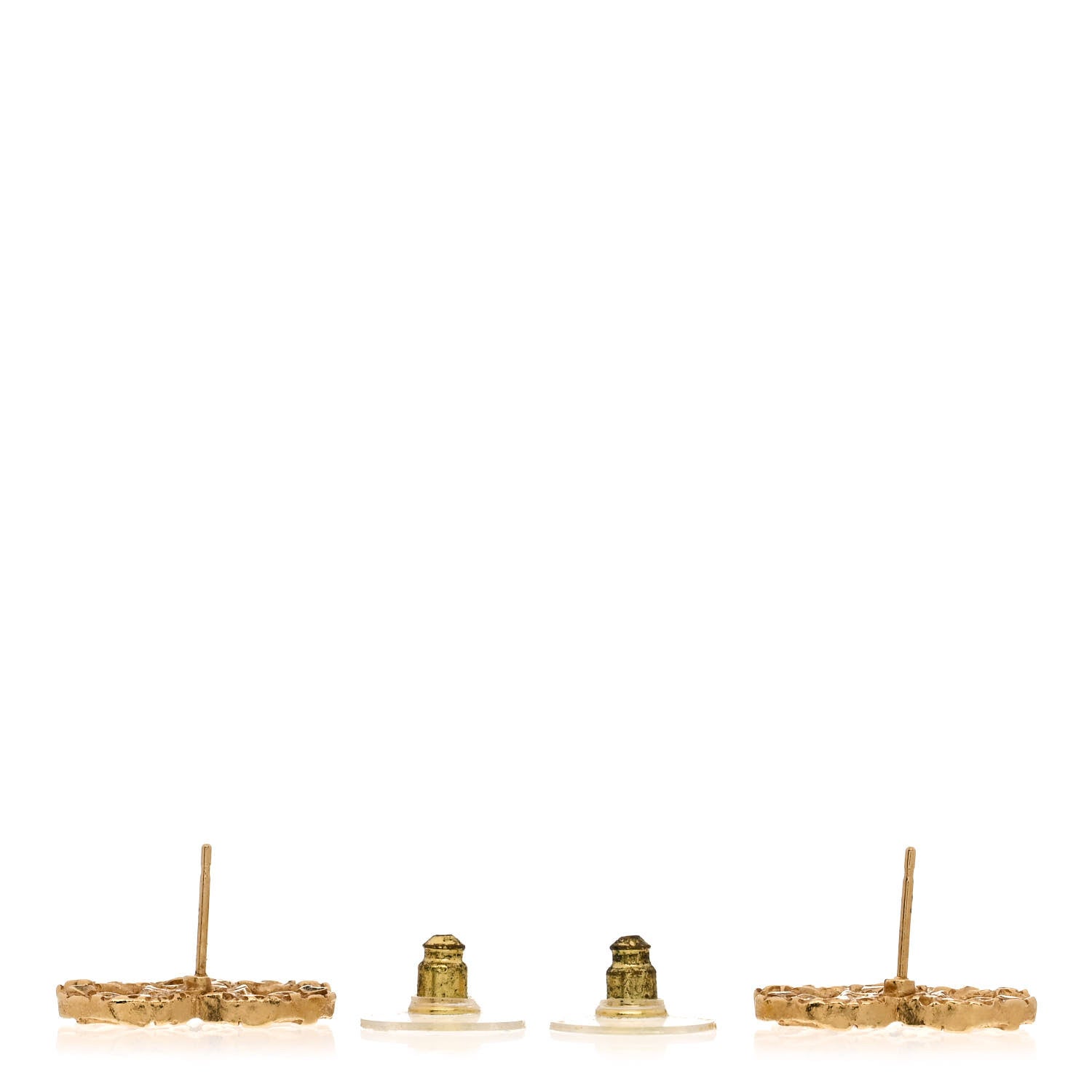Chanel Metal Textured CC Earrings Gold 3 of 5