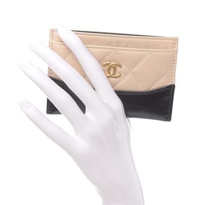 Chanel Aged Calfskin Quilted Gabrielle Card Holder Wallet Beige Black 2 of 9