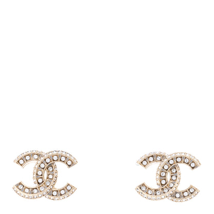 Chanel Crystal Timeless CC Earrings Light Gold 1 of 5