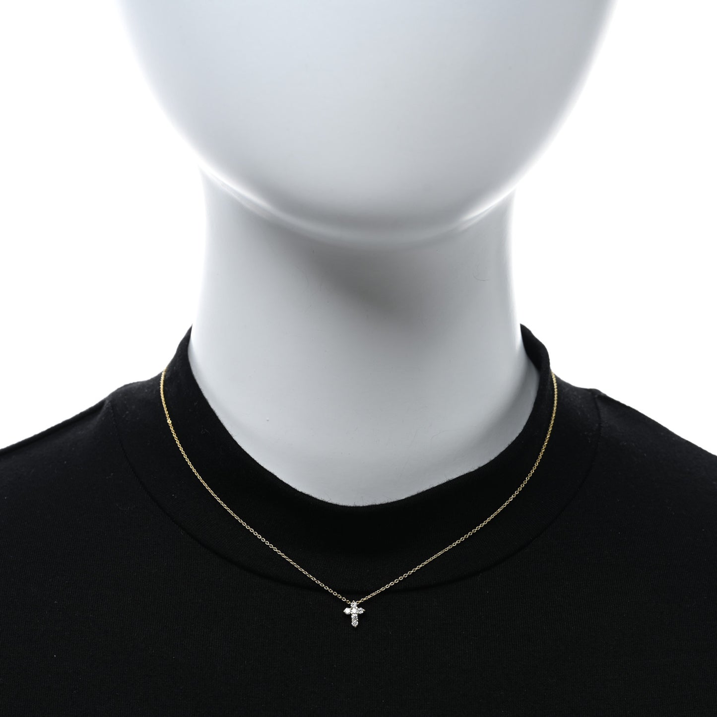 18K Yellow Gold Diamond Tiny Treasures Baby Cross Pendant Necklace