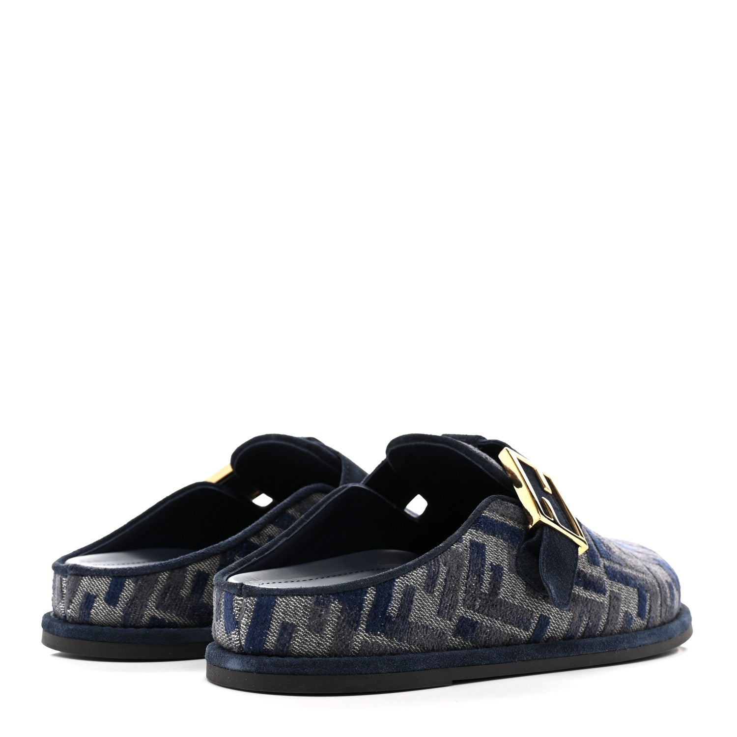 Fendi Velvet FF Fendi Feel Mules 38 Grigio Blue Midnight Blue 5 of 10