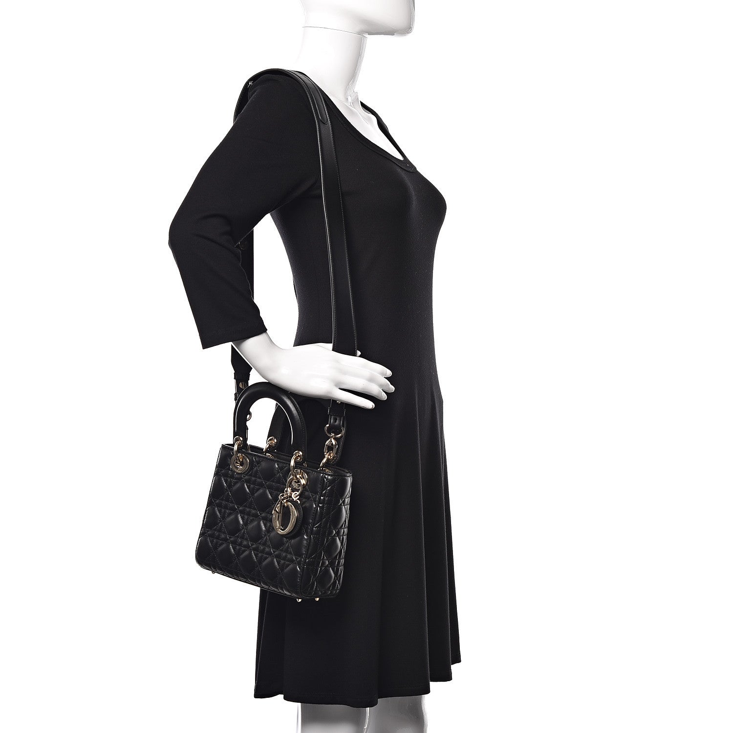 Christian Dior Lambskin Cannage Small Lucky Badges My Lady Dior Black 2 of 10