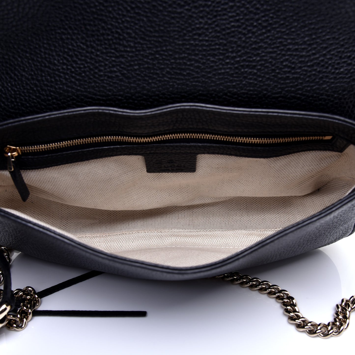 Pebbled Calfskin Medium Soho Flap Crossbody Black