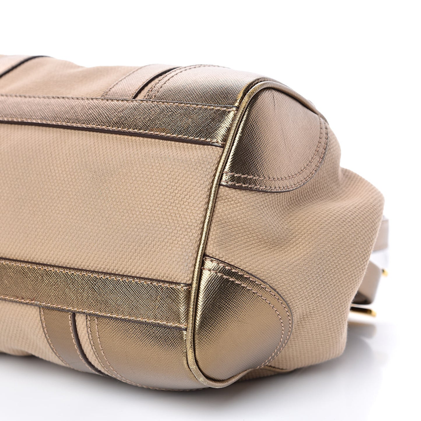 Metallic Saffiano Canvas Frame Bag Bronzo