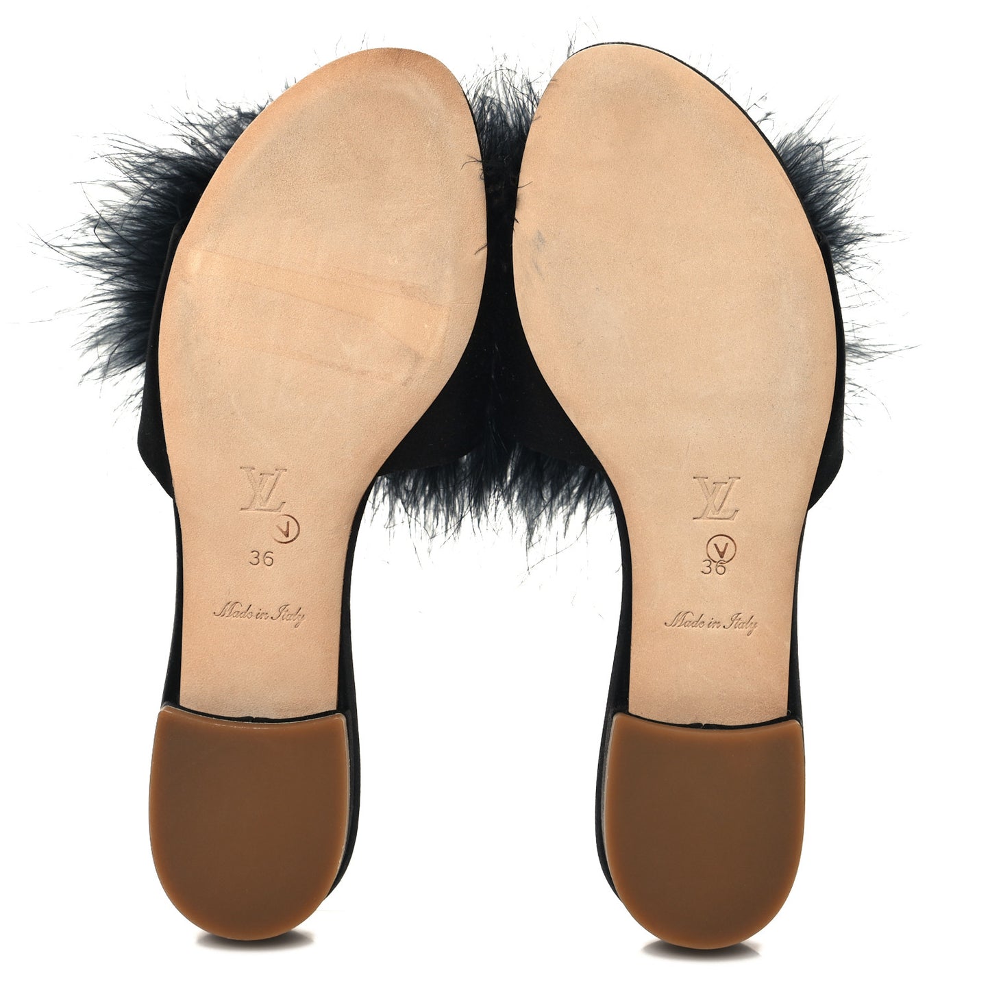 Fur Crystal LV Marilyn Mule 36 Black