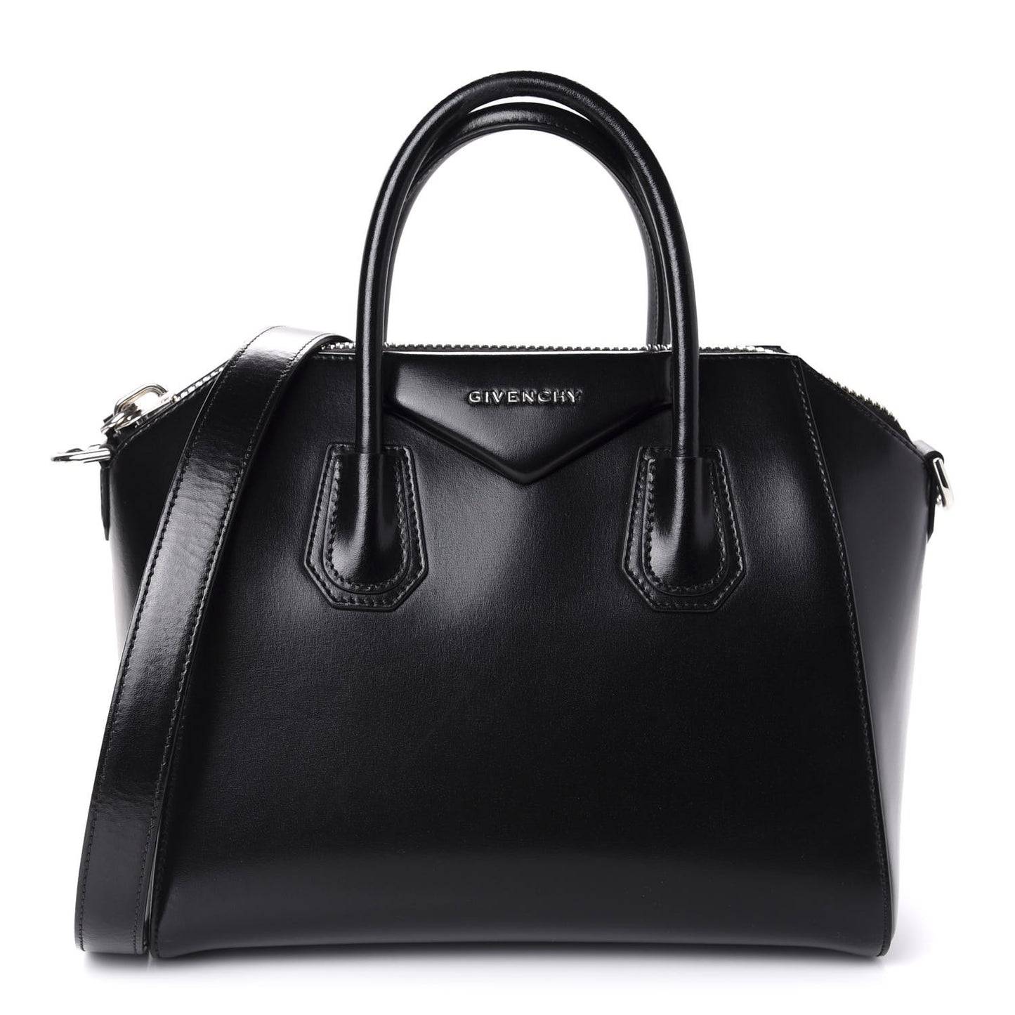 Shiny Lord Calfskin Small Antigona Black