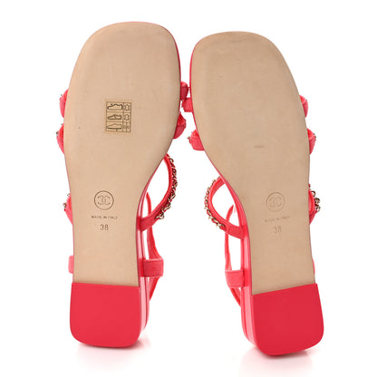Chanel Suede Calfskin Chain Sandals 38 Fuchsia 6 of 8