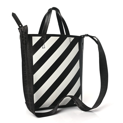Off-White Saffiano Striped Diag Binder Crossbody Black White 3 of 12