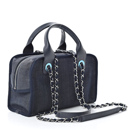 Chanel Denim Deauville Bowling Bag Dark Blue 3 of 11