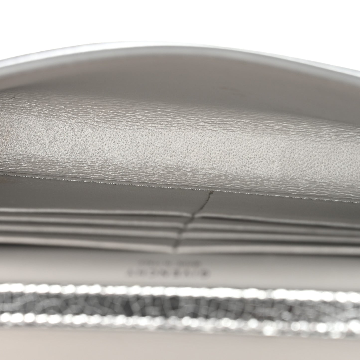 Metallic Lambskin 4G Wallet On Chain Silvery