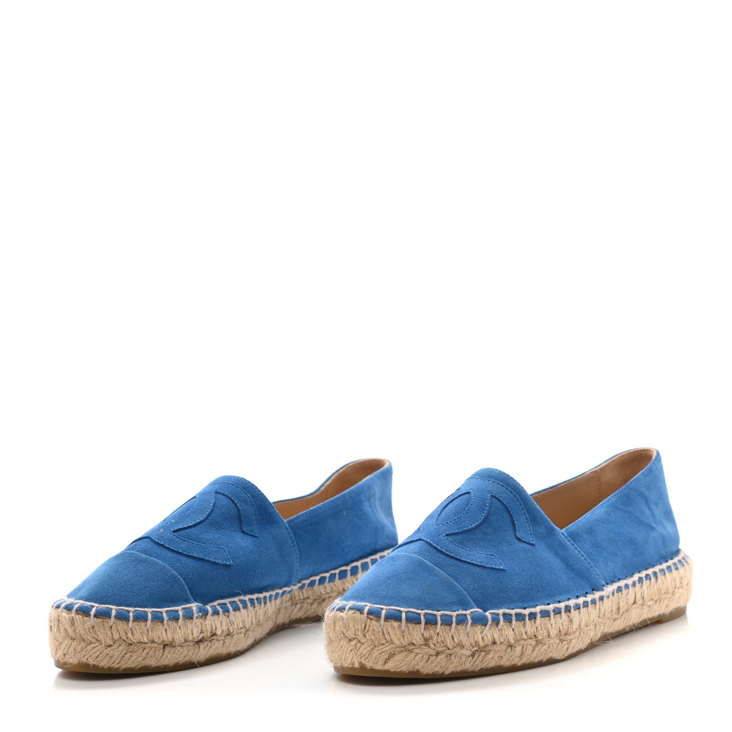 Chanel Kid Suede CC Espadrilles 35 Blue 5 of 16