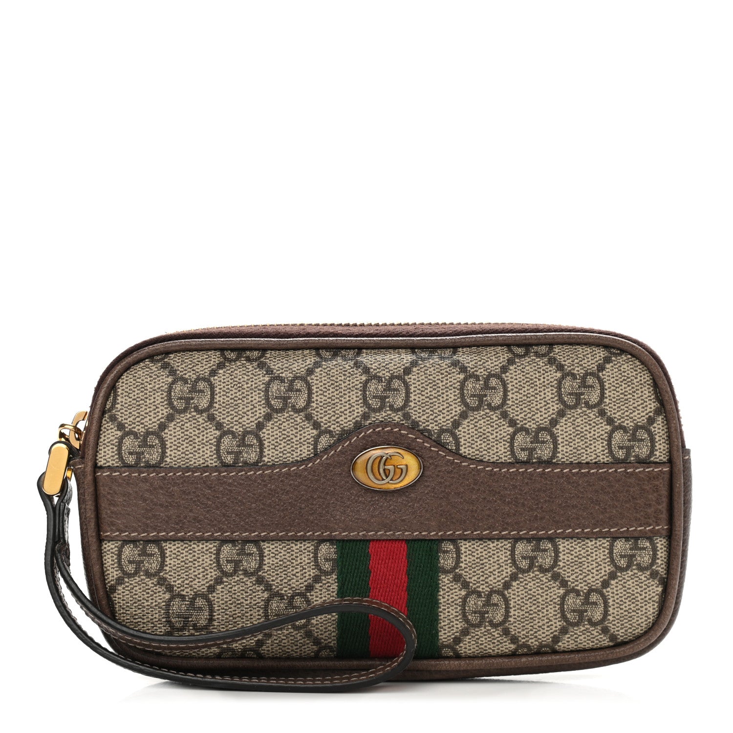 Gucci GG Supreme Monogram Ophidia Phone Case Wristlet Brown 1 of 9