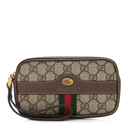 Gucci GG Supreme Monogram Ophidia Phone Case Wristlet Brown 1 of 9