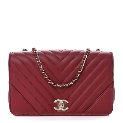 Chanel Calfskin Chevron Quilted Small Statement Flap Burgundy 1 of 12