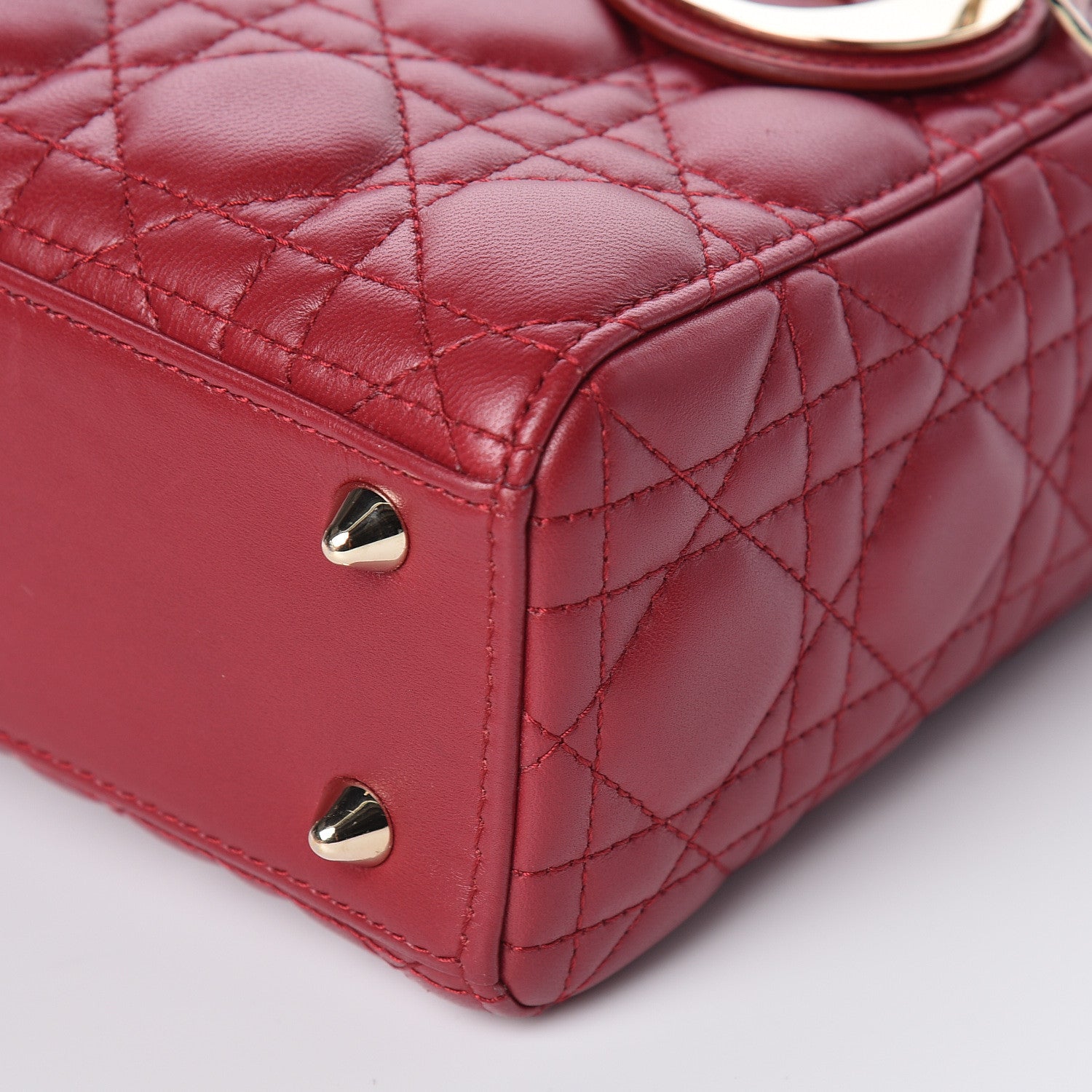 Christian Dior Lambskin Cannage Small My Lady Dior Red 9 of 12