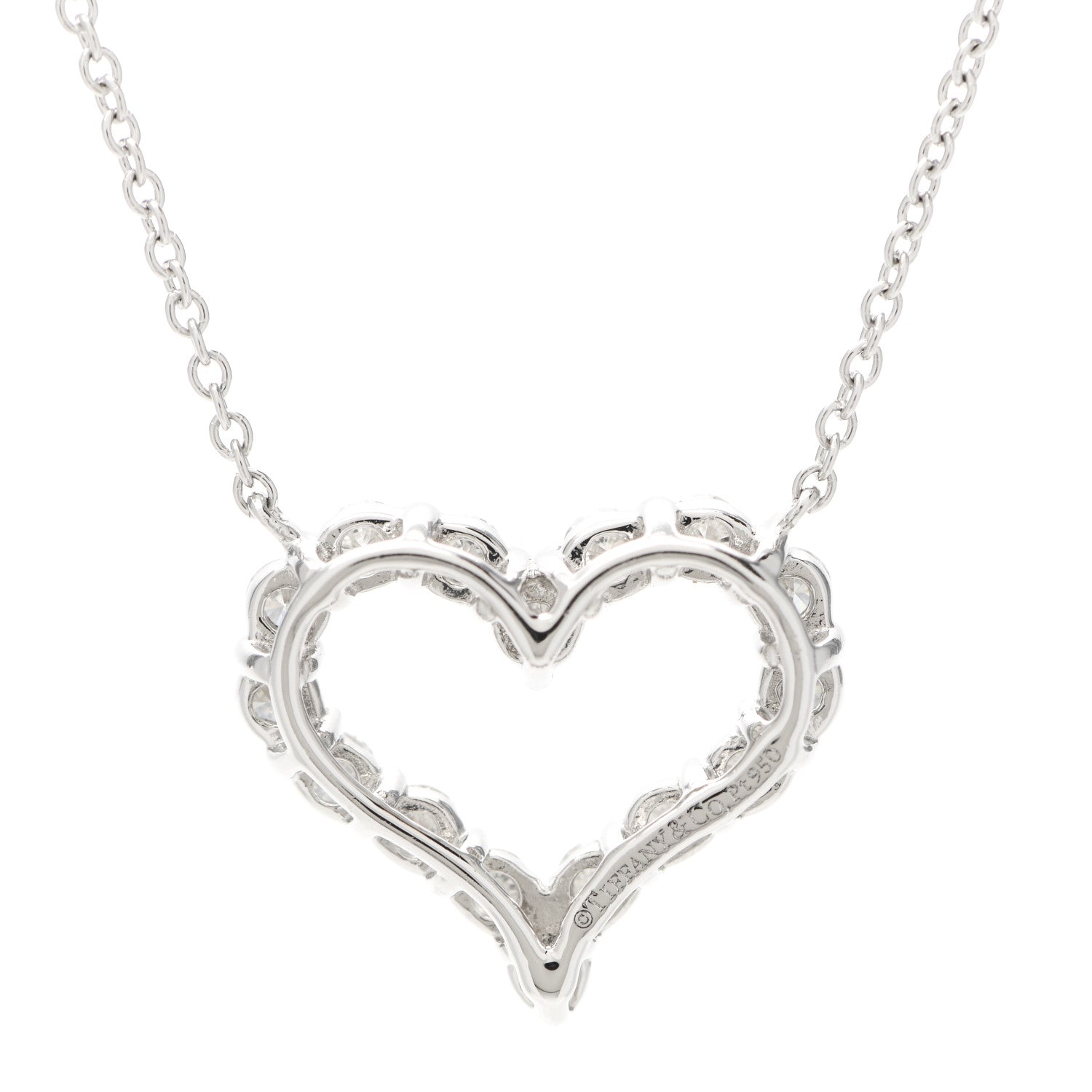 Tiffany Platinum Diamond Small Heart Pendant Necklace 4 of 5