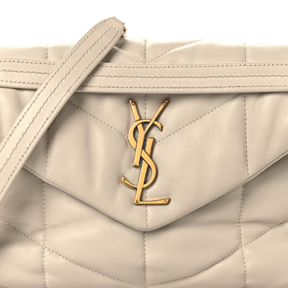 Saint Laurent Lambskin Quilted Small Loulou Puffer Monogram Chain Satchel Blanc Vintage 8 of 14