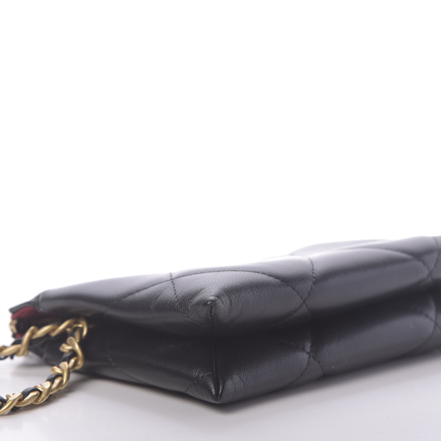Chanel Shiny Goatskin Quilted Small Chanel 19 Pouch With Handle Black 6 of 10