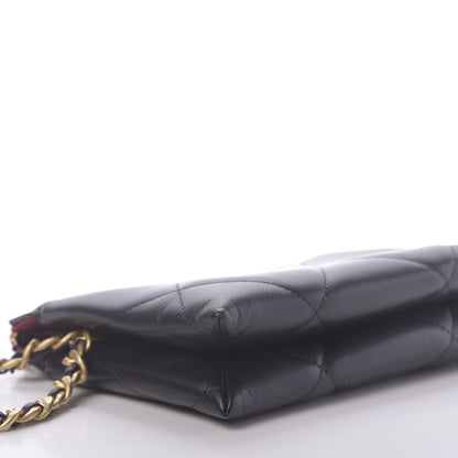 Chanel Shiny Goatskin Quilted Small Chanel 19 Pouch With Handle Black 6 of 10