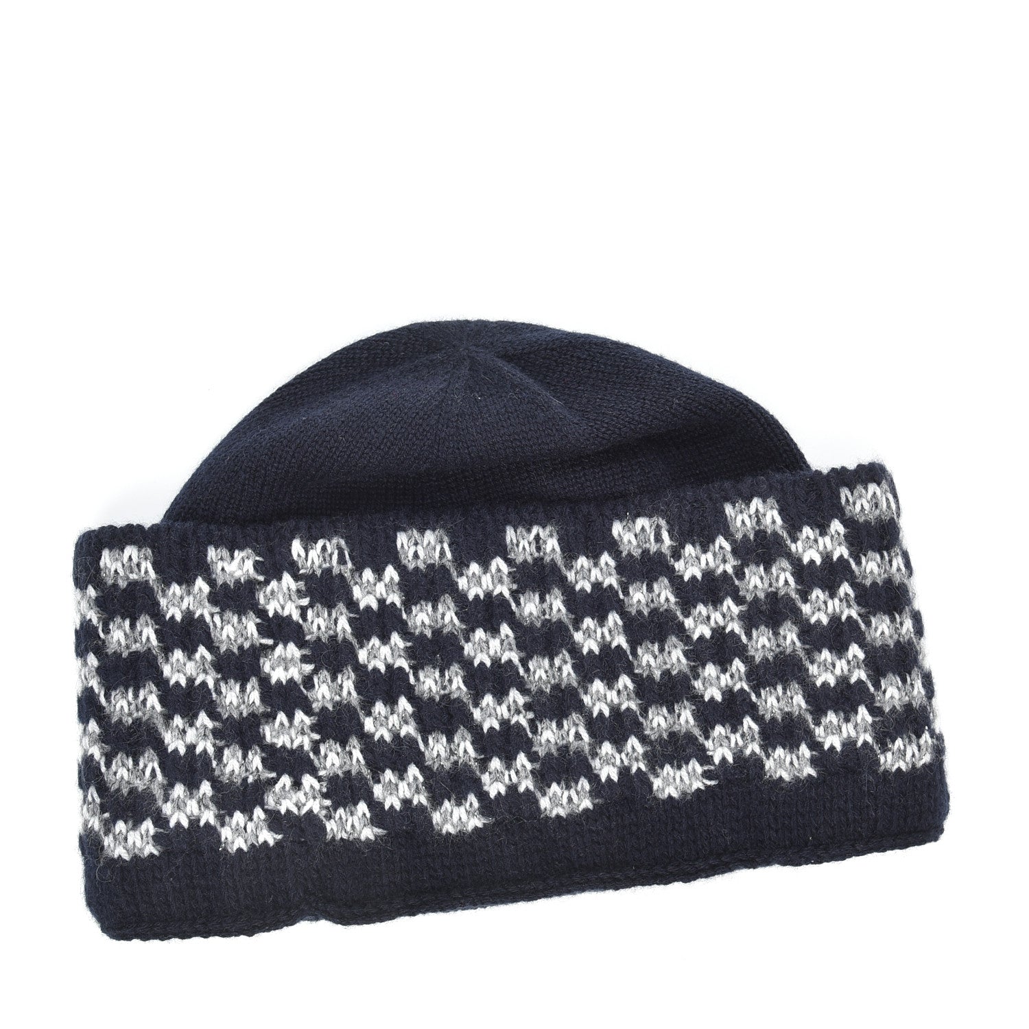 Chanel Cashmere Blend CC Beanie Hat Navy Bliue 3 of 4