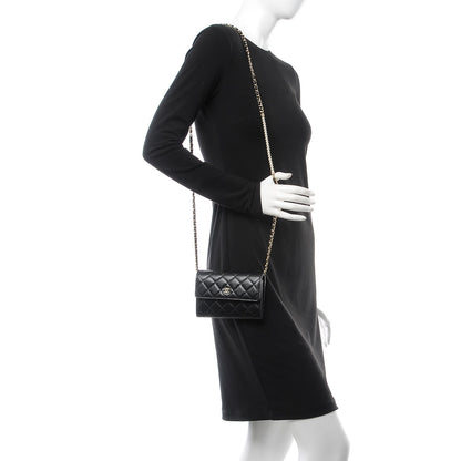 Chanel Lambskin Quilted Pearl Clutch With Chain Black 2 of 8