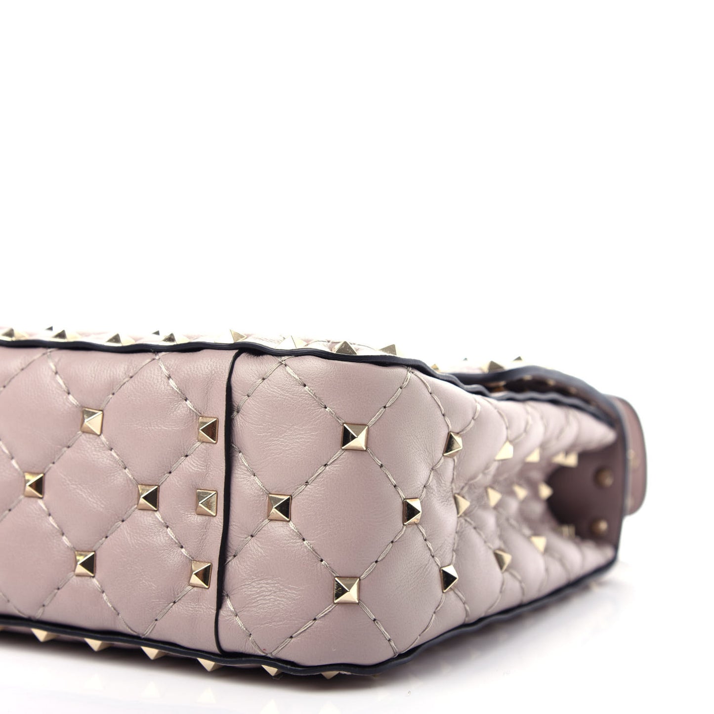 Lambskin Medium Rockstud Spike Shoulder Bag Poudre