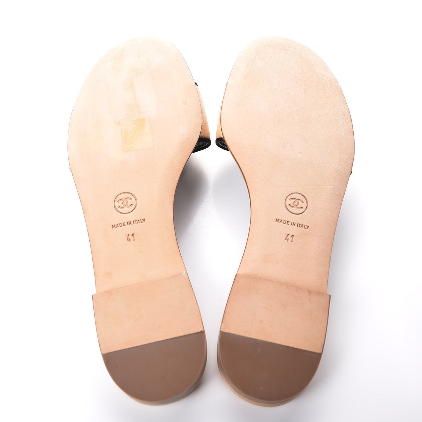 Calfskin Camellia Sandal Mules 41 Beige Black