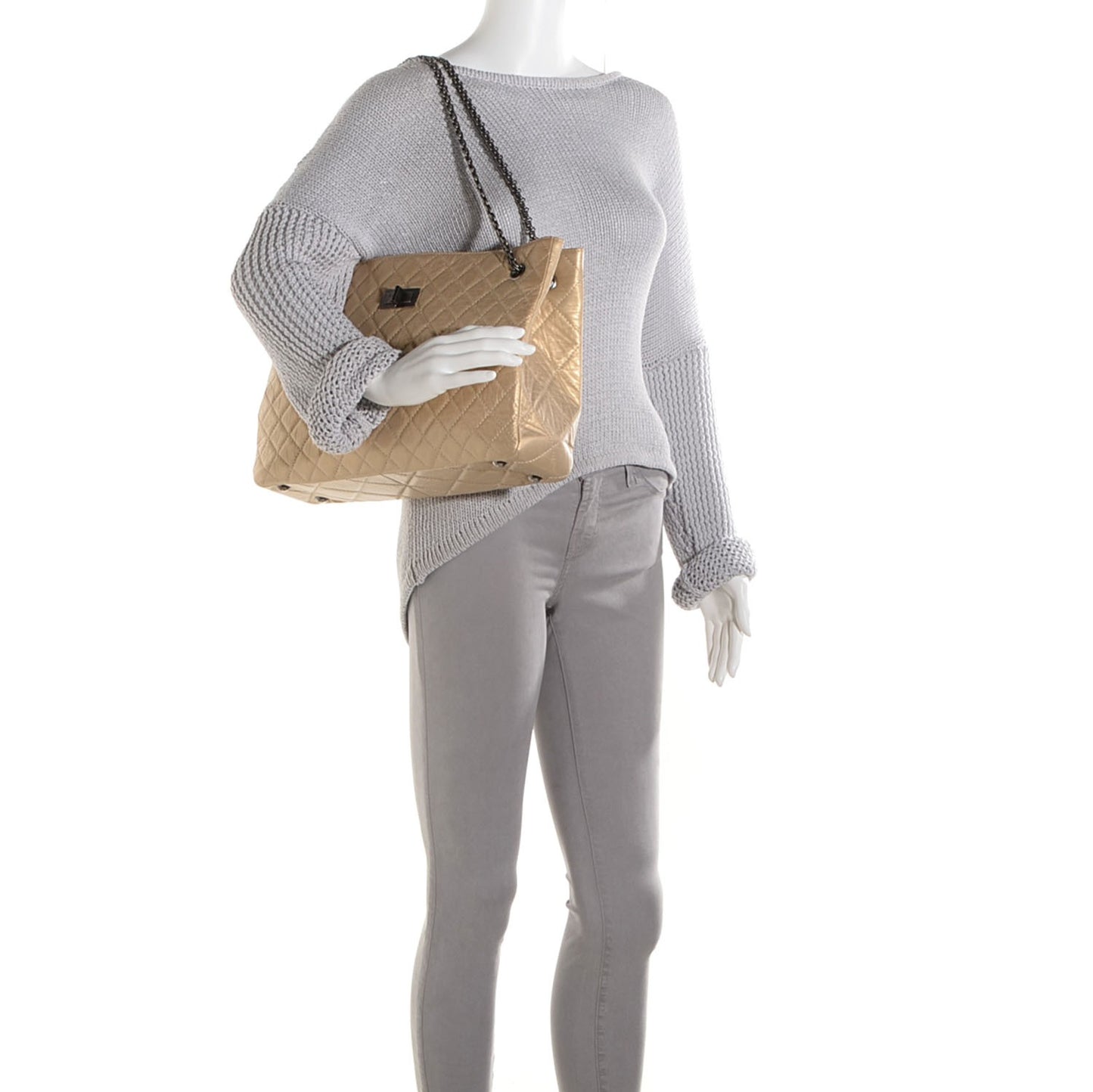 Aged Calfskin Reissue 255 Tote Light Gold