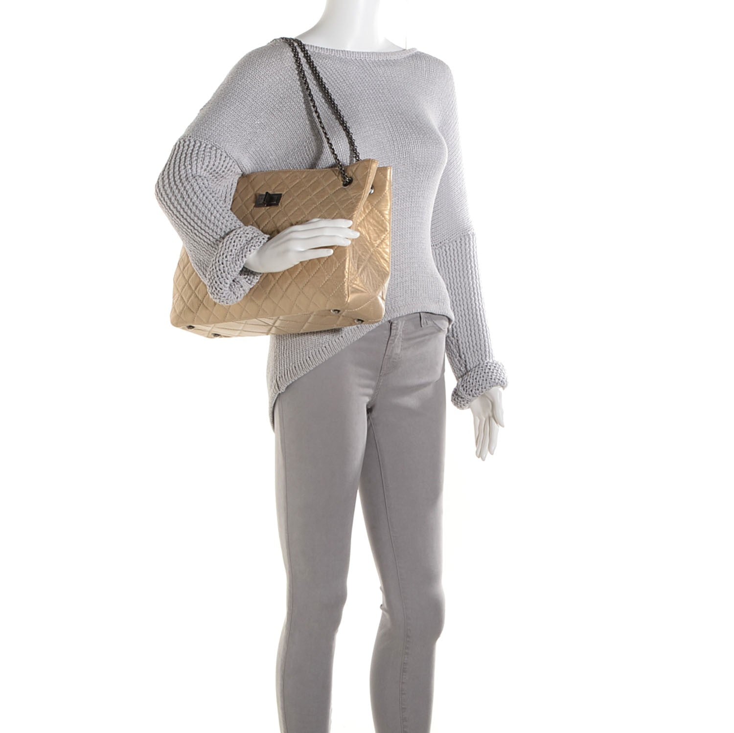 Chanel Aged Calfskin Reissue 255 Tote Light Gold 2 of 8