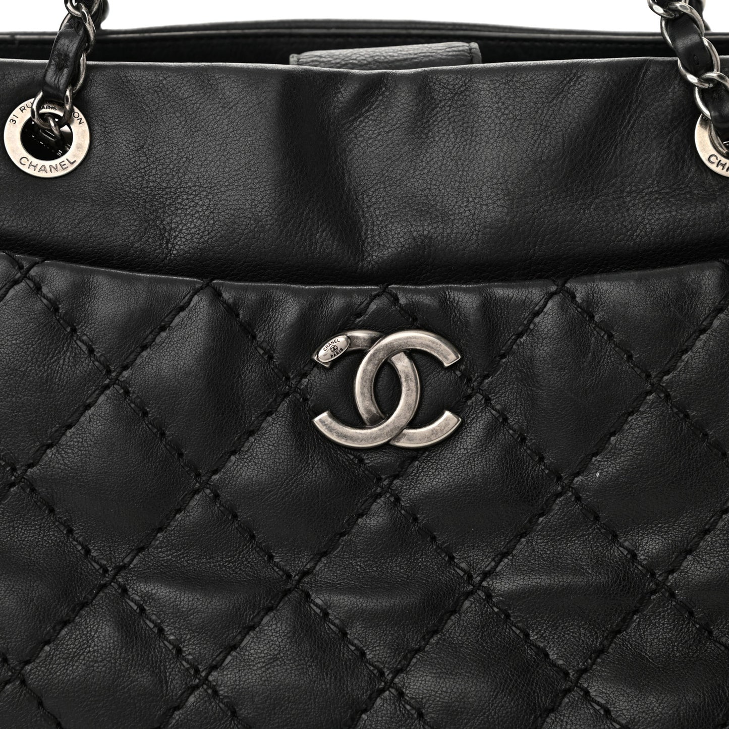 Calfskin Medium Stitch It Tote Black